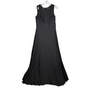 Michaela Louisa Black Lace Pleated Maxi Dress Sleeveless Formal Gown US 8 UK 12